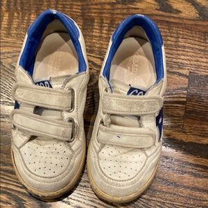 Golden Goose White and Blue Velcro Sneakers kids